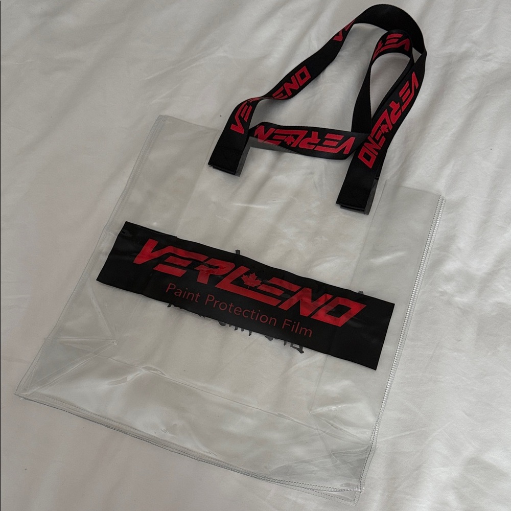 Clear Tote Bag with Red and Black Accents